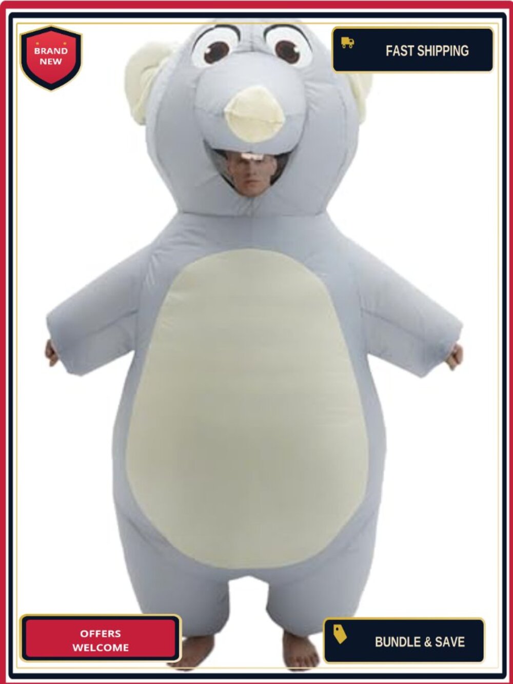 Adult Inflatable Mouse Costume Blow Up Rat Suit Halloween Cosplay